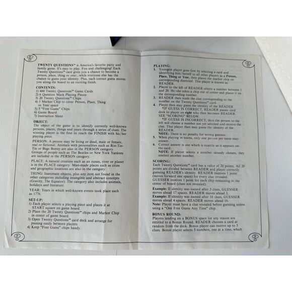 Vintage Twenty Questions Board Game of People Places & Things, Pressman, 1988 - Picture 5 of 9